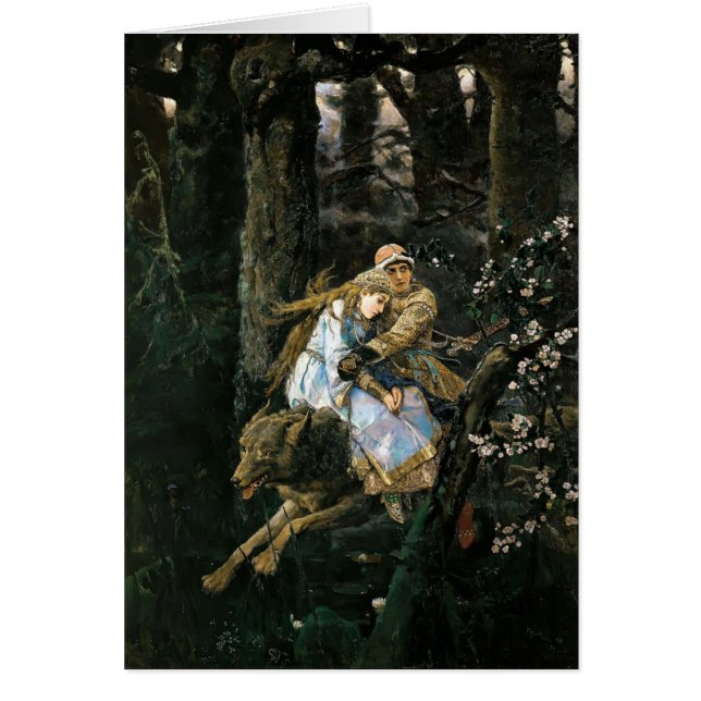 Cartão Viktor Vasnetsov- Ivan Tsarevich que monta o lobo (Frente)