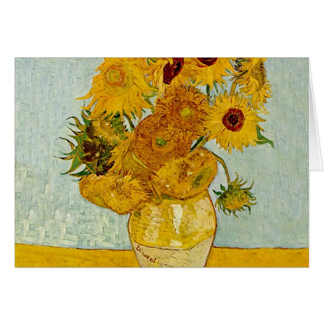 Cartão Vincent Van Gogh 12 Sunflower Impressionista (Frente Horizontal)