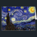 Cartão Vincent Van Gogh - A Bela Arte da Noite Estrelada<br><div class="desc">Vincent Van Gogh é a Noite Estrelada. Petróleo na canvas de 1889, Starry Night foi pintado enquanto Van Gogh estava no asilo em Santo-Remy, França, e é considerado uma de suas maiores obras-primas. Embora seja uma cena noturna, foi pintada durante o dia e representa a vista da janela no quarto...</div>