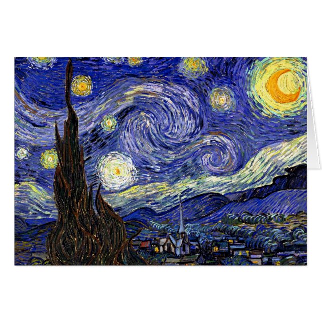 Cartão Vincent Van Gogh - A Bela Arte da Noite Estrelada (Frente Horizontal)