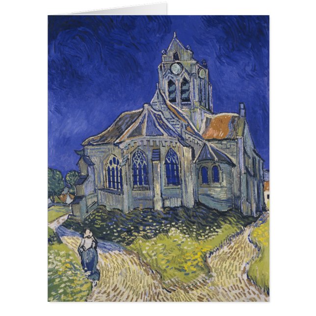 Cartão Vincent Van Gogh, a Igreja dos Auvers (Frente)