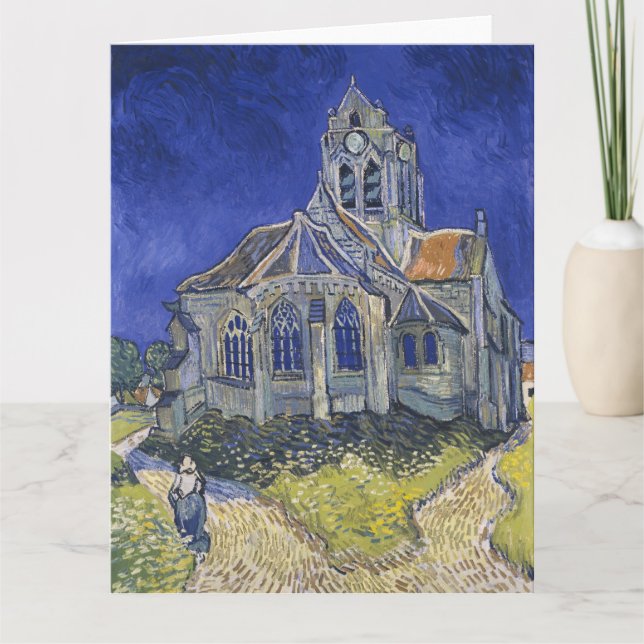 Cartão Vincent Van Gogh, a Igreja dos Auvers (Frente)