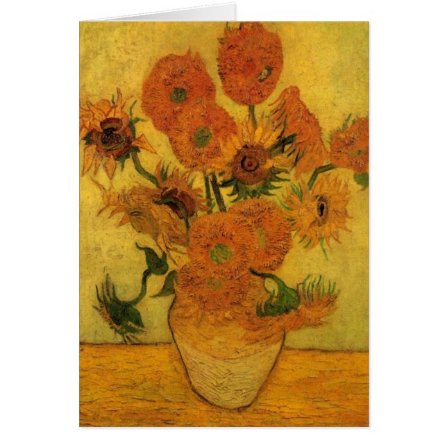 Cartão Vincent van Gogh Ainda Vase com 15 Girassóis (Frente)