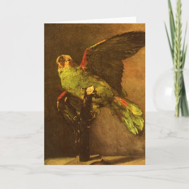 Cartão Vincent van Gogh - Ainda vive com papagaio verde (Frente)