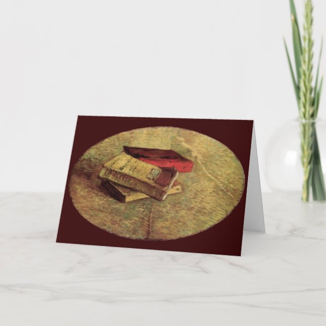 Cartão Vincent van Gogh - Ainda vive com três livros (Frente)