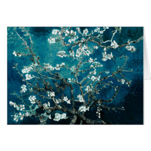 Cartão Vincent Van Gogh Almond Blossoms Dark Teal