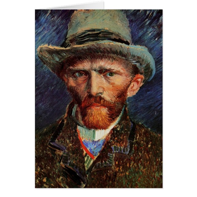 Cartão Vincent van Gogh autorretrato com Cinza Felt Hat (Frente)