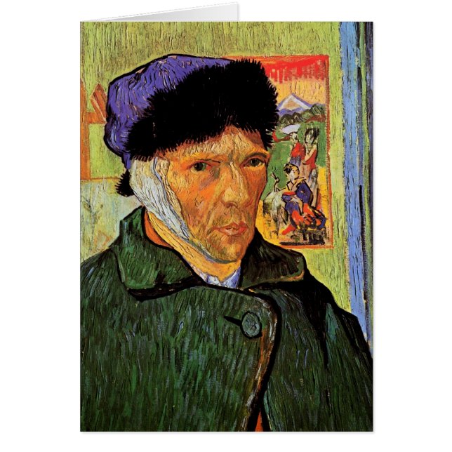 Cartão Vincent van Gogh Autorretrato com Orelha Bandada (Frente)