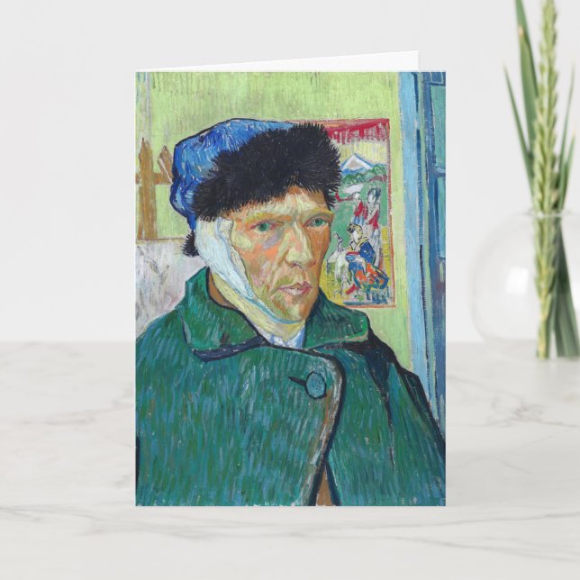 Cartão Vincent van Gogh - Autorretrato com ouvido colado (Frente)