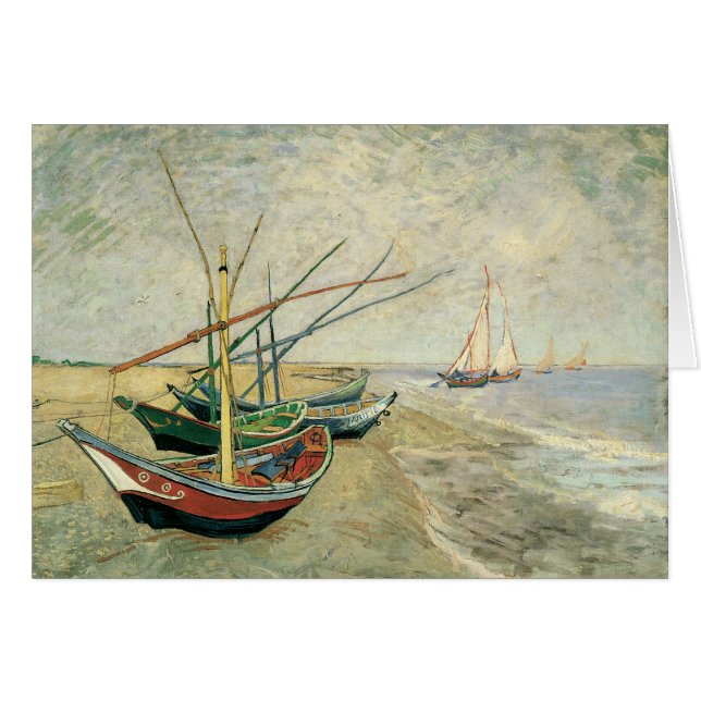 Cartão Vincent van Gogh - Barcos de Pesca na Praia (Frente Horizontal)