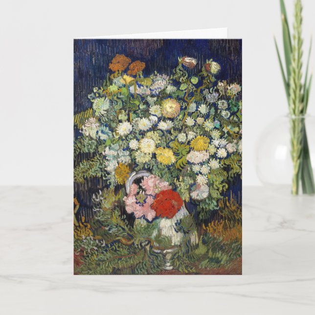 Cartão Vincent van Gogh - Buquê de Flores em um Vase (Frente)