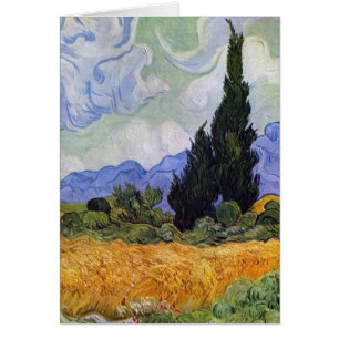 Cartão Vincent van Gogh - campo de trigo com ciprestes