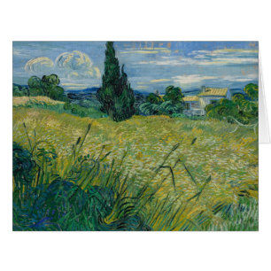 Cartão Vincent Van Gogh, Campo de Trigo Verde com Cypress