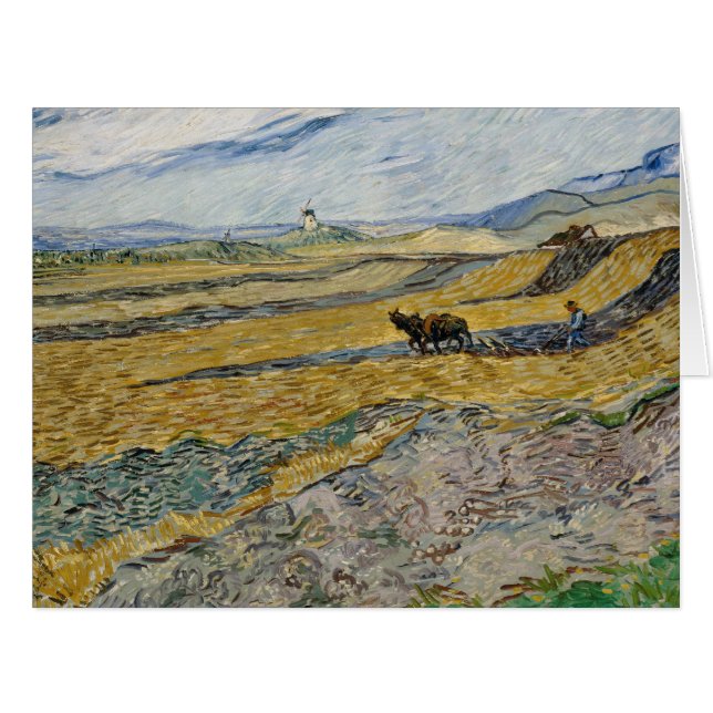Cartão Vincent Van Gogh, Campo fechado com Plowman (Frente horizontal)