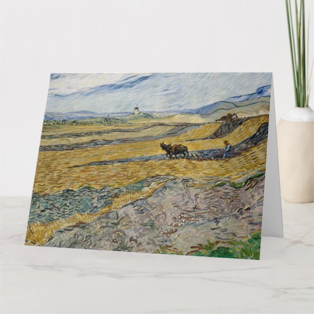 Cartão Vincent Van Gogh, Campo fechado com Plowman (Frente)