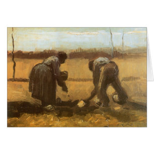 Cartão Vincent van Gogh - Camponeses Plantando Batatas