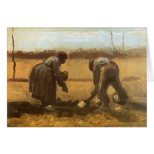 Cartão Vincent van Gogh - Camponeses Plantando Batatas (Frente Horizontal)