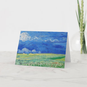 Cartão Vincent van Gogh - Campos de trigo sob nuvens de t