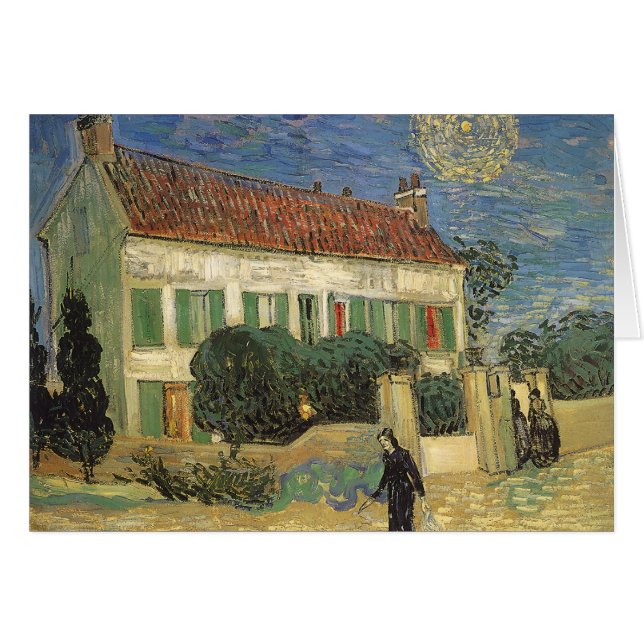 Cartão Vincent van Gogh - Casa Branca à Noite (Frente Horizontal)