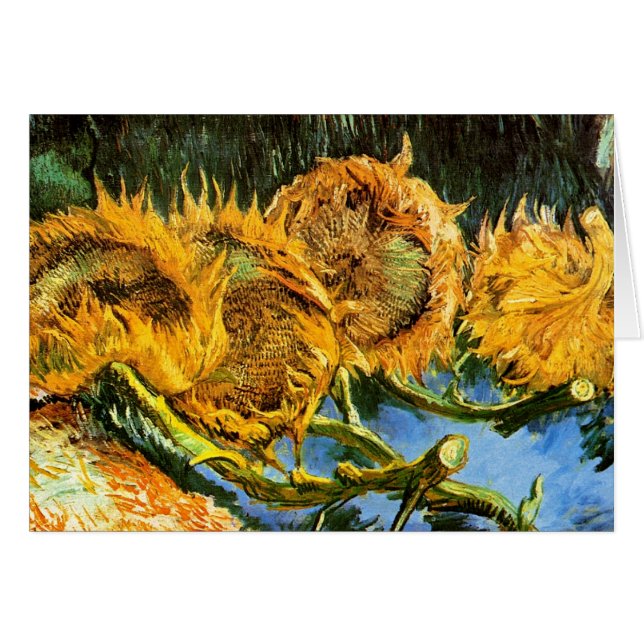 Cartão Vincent Van Gogh - Four Cut Sunflowers Fine Art (Frente Horizontal)