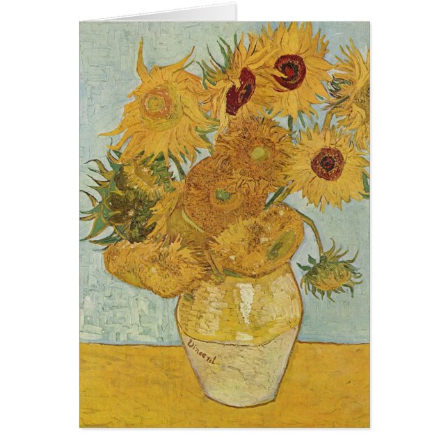 Cartão Vincent Van Gogh - Girassóis - Linda Arte Floral (Frente)