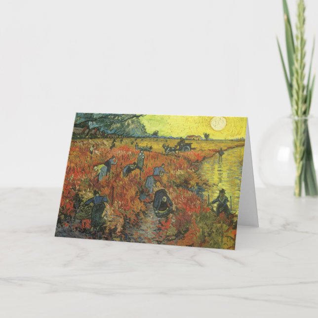 Cartão Vincent van Gogh - O Vineyard Vermelho (Frente)
