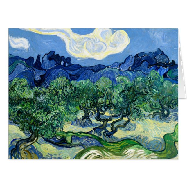 Cartão Vincent Van Gogh, Oliveiras com os Alpilles (Frente horizontal)