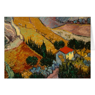 Cartão Vincent van Gogh Paisagem com House & Plowman