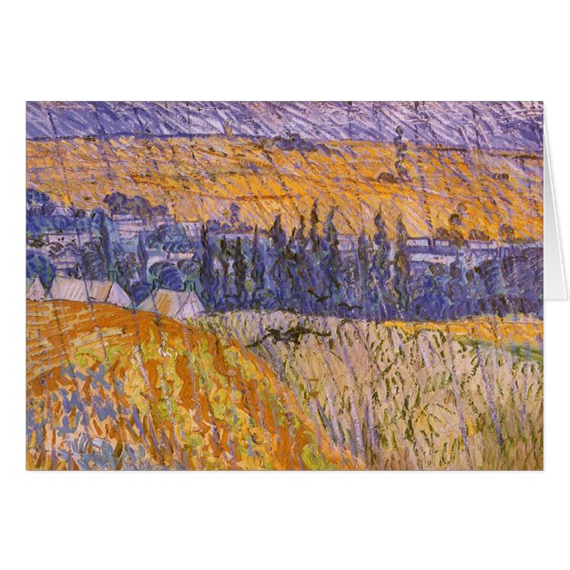 Cartão Vincent van Gogh - Paisagem em Auvers na Chuva (Frente Horizontal)