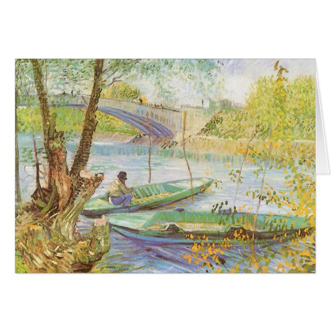 Cartão Vincent van Gogh, Pesca em Primavera, Pont de Clic (Frente Horizontal)