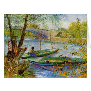 Cartão Vincent Van Gogh, pescando na Primavera