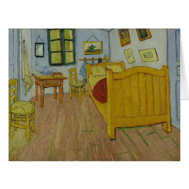 Cartão Vincent Van Gogh, quarto de cama em Arles, 1rua ve (Frente horizontal)