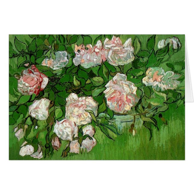 Cartão Vincent Van Gogh - Rosas Rosa Ainda Vidas - Belas  (Frente Horizontal)