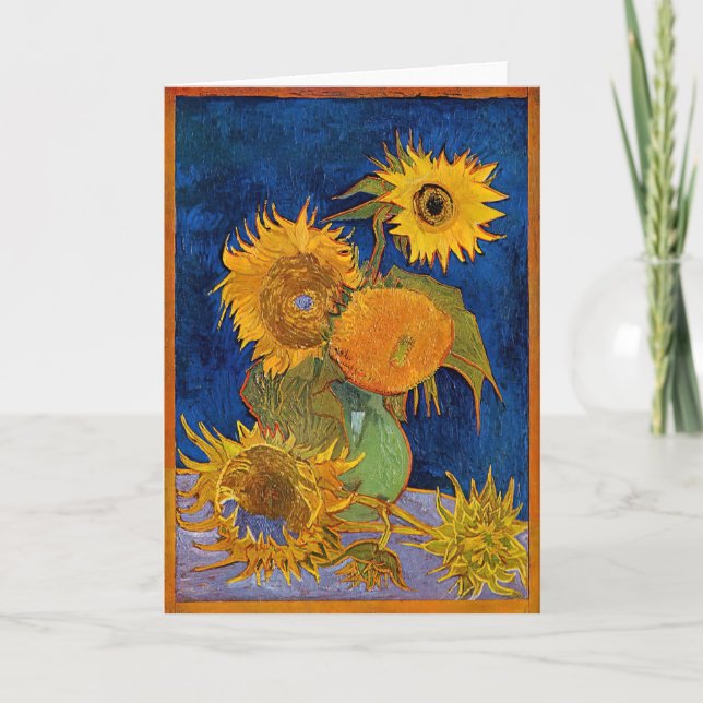 Cartão Vincent van Gogh - Vase com Cinco Girassóis (Frente)