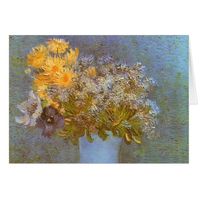 Cartão Vincent van Gogh Vase of Lilacs, Daisies, Anemones (Frente Horizontal)