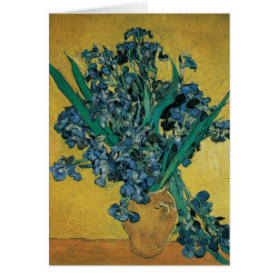 Cartão Vincent van Gogh - Vaso com Íris Fundo Amarelo