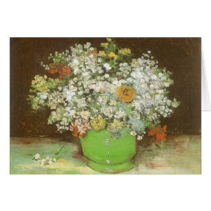 Cartão Vincent van Gogh - Vaso com Zínias e Flores