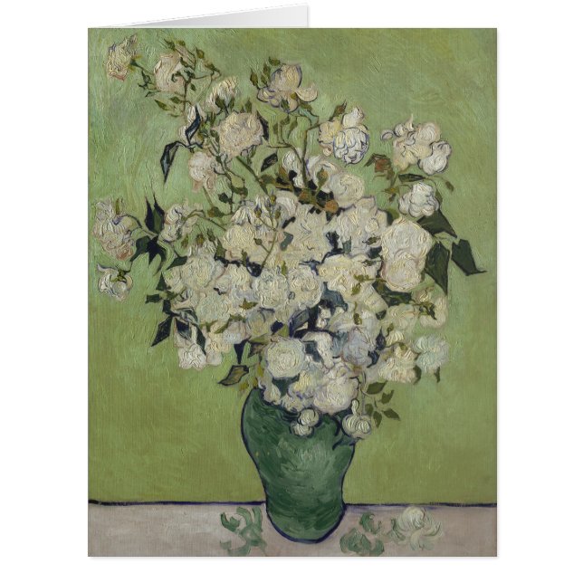 Cartão Vincent Van Gogh, Vaso de Rosas, Rosas No Vaso (Frente)