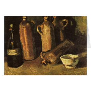 Cartão Vincent van Gogh - Vida Estática com 4 Garrafas Pe