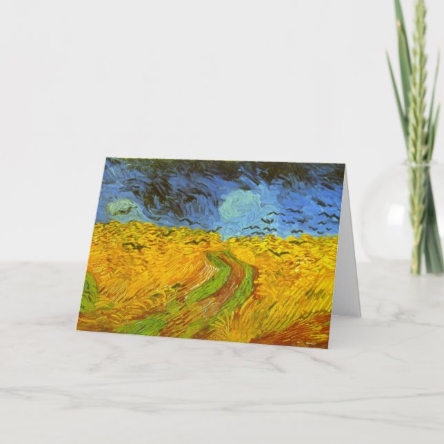Cartão Vincent van Gogh Wheat Field com Crows (Frente)