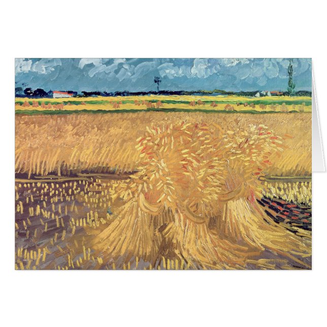 Cartão Vincent van Gogh | Wheatfield com Sheaves, 1888 (Frente Horizontal)