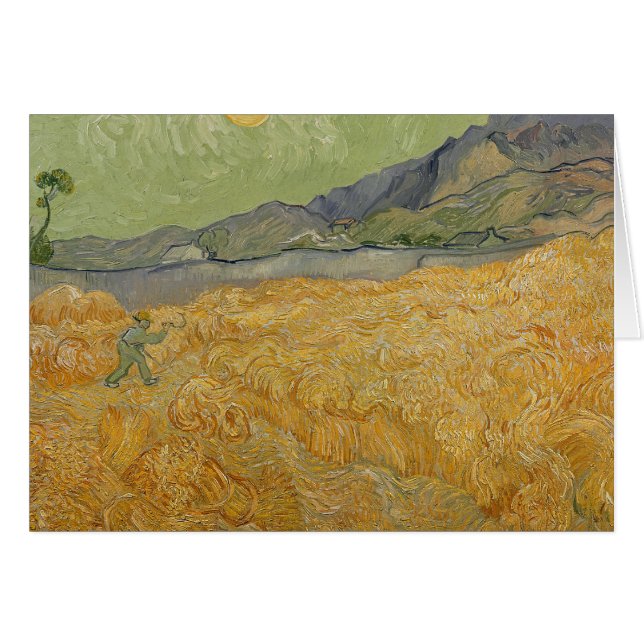 Cartão Vincent van Gogh | Wheatfield with Reaper, 1889 (Frente Horizontal)