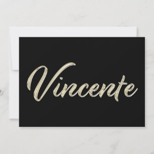 Cartão Vincente Name white gold Handwriting Karte