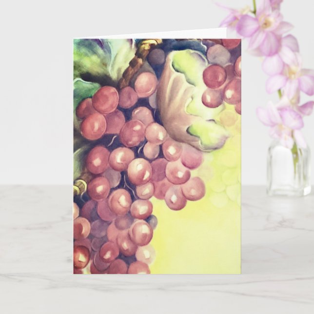 Cartão Vineyard Grapes Watercolor Greeting Card | Wine  (Orquídea)