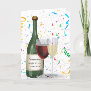 Cartão Vinho de aniversário com citação divertida