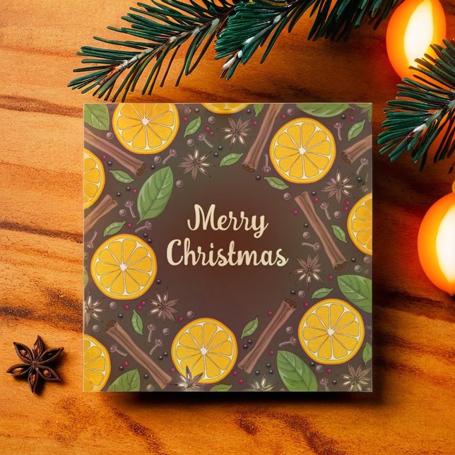 Cartão Vinho marrom apimentado (Christmas mulled wine spicy brown card)