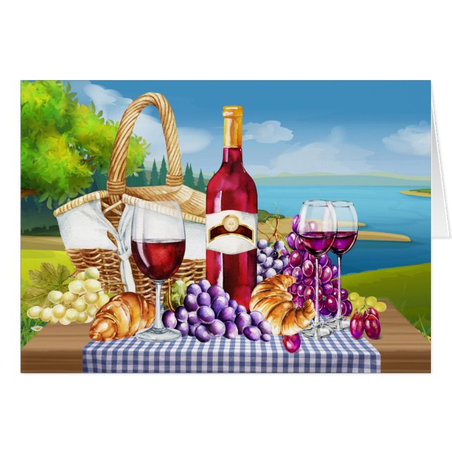 Cartão Vinho Obrigado, Pensando em você ou Nota de Vazio (Frente horizontal)