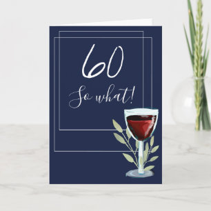 Cartão Vinho Tinto Inspirador Azul Marinho 60º Aniversári