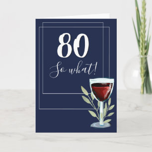 Cartão Vinho Tinto Inspirador Azul Marinho 80º Aniversári