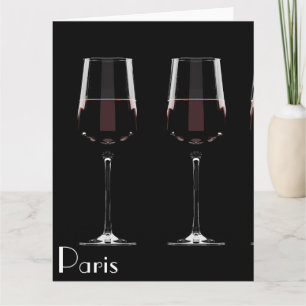 Cartão Vinhos com vinho tinto em preto